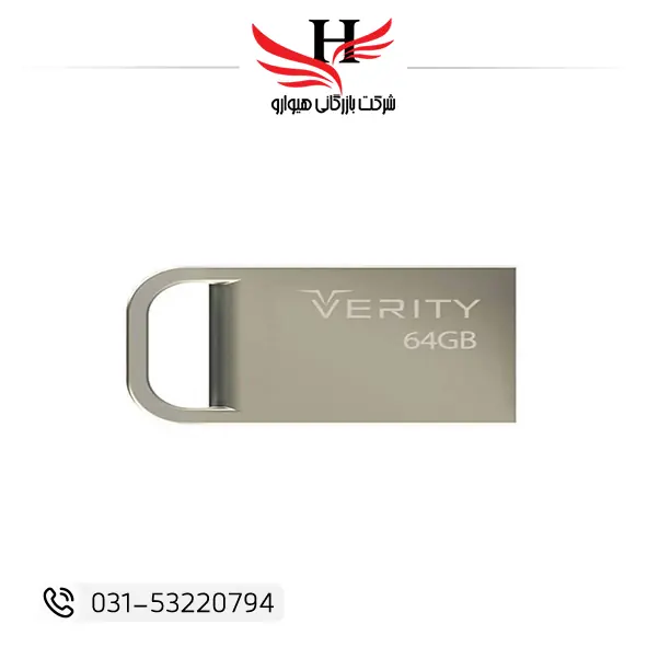 فلش مموری 64 گیگابایت وریتی مدل VERITY 813 USB 3.0، با طراحی مینیمال و بدنه فلزی مقاوم
